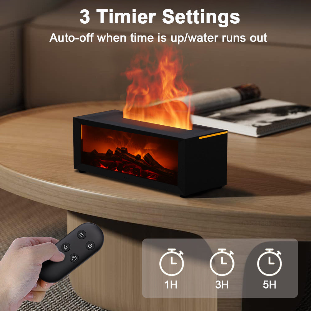 Aroma Diffuser & Humidifier, Flame Effect, 150ml, USB-C, Remote, 30dB