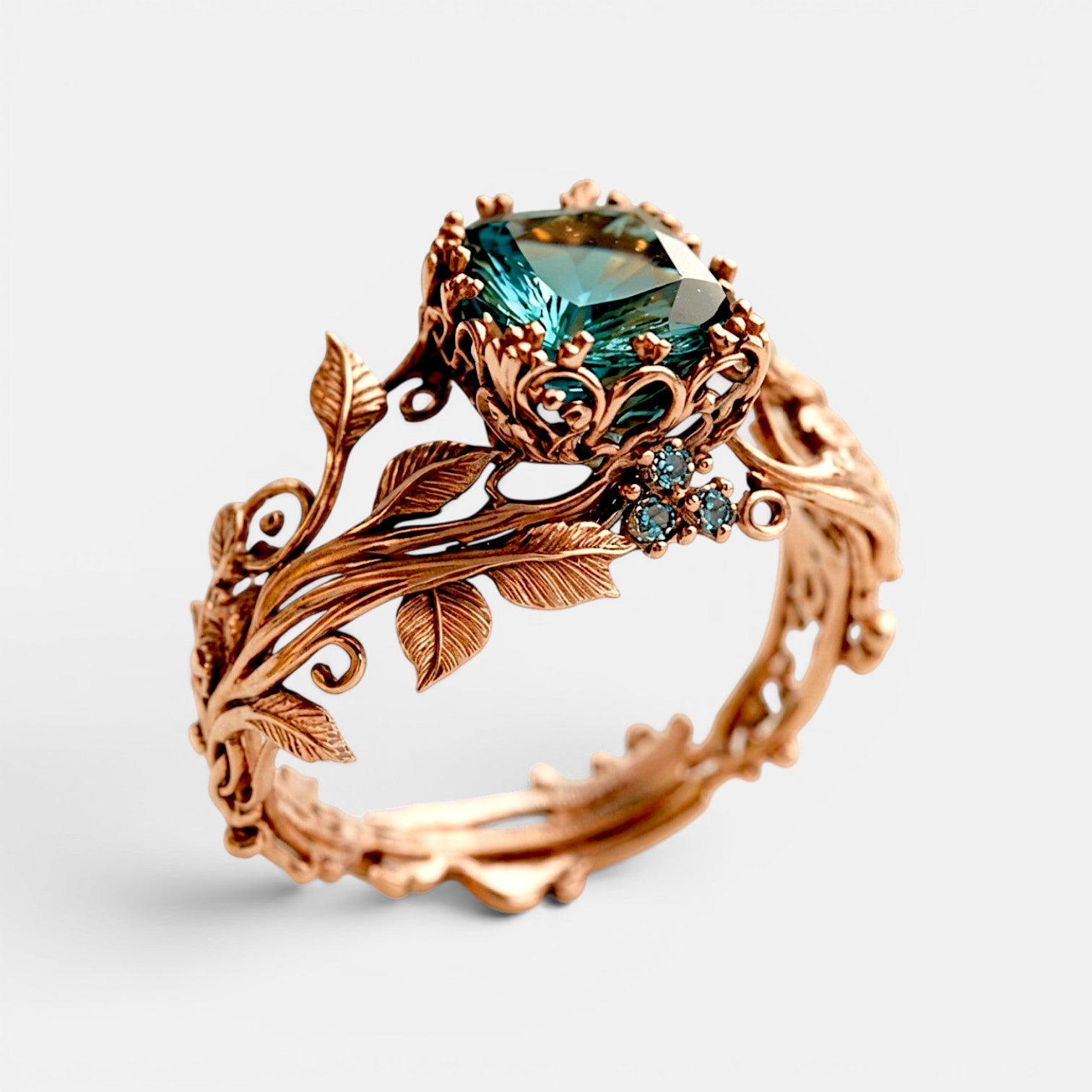 Vintage Nature Green Crystal Ring
