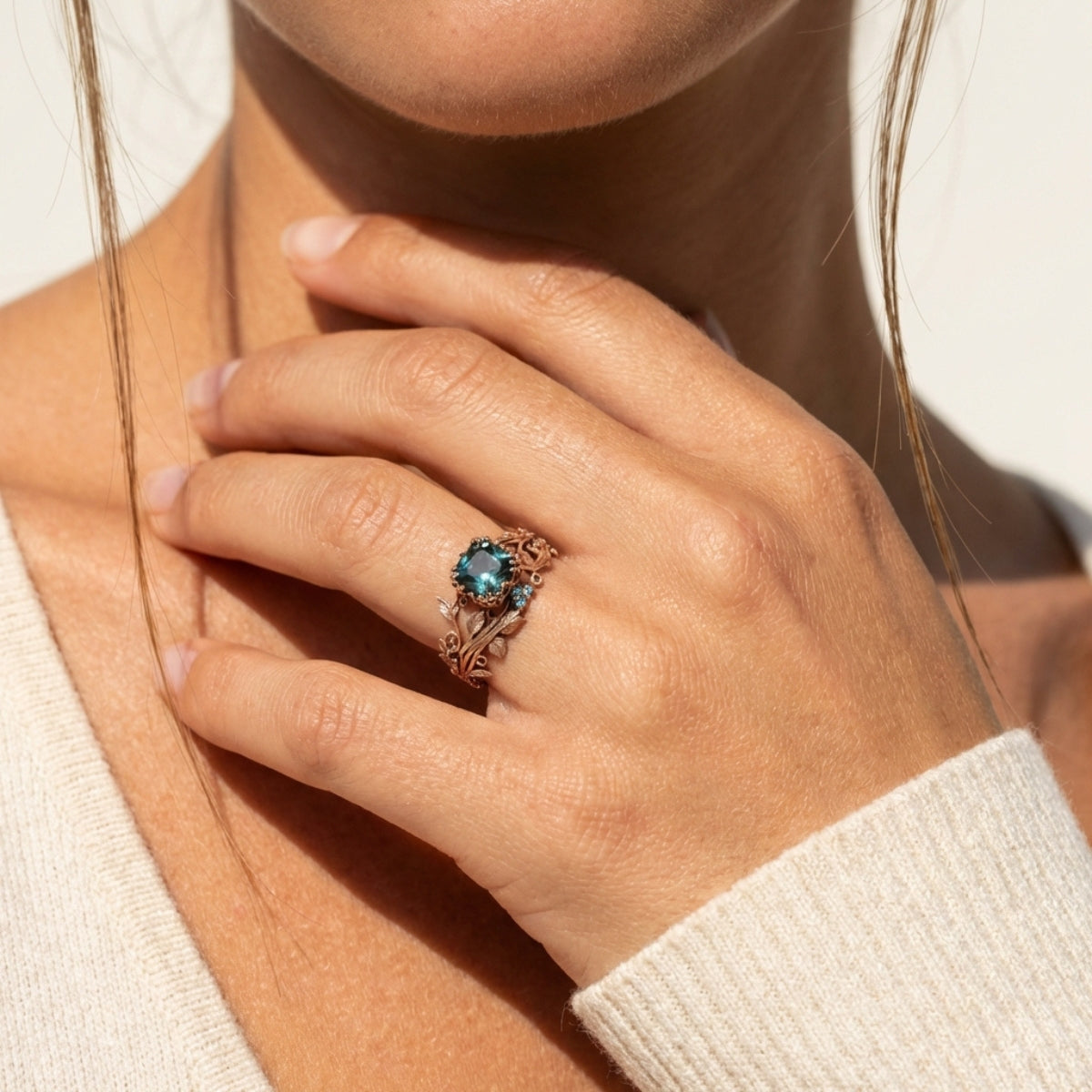 Vintage Nature Green Crystal Ring