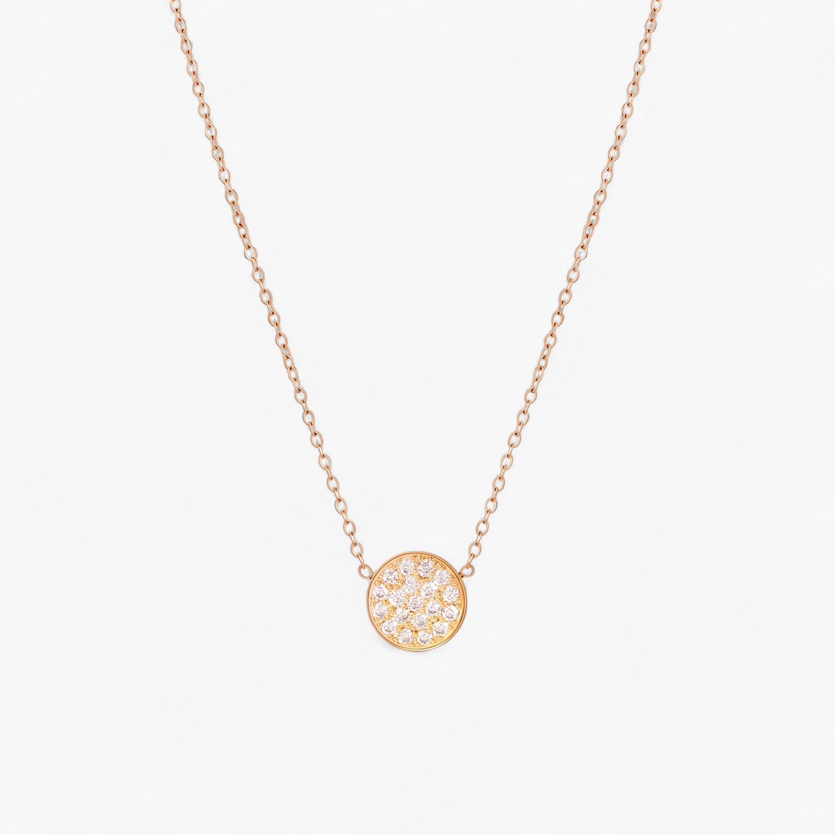 Gold Birthstone Pavé Disc Necklace - April