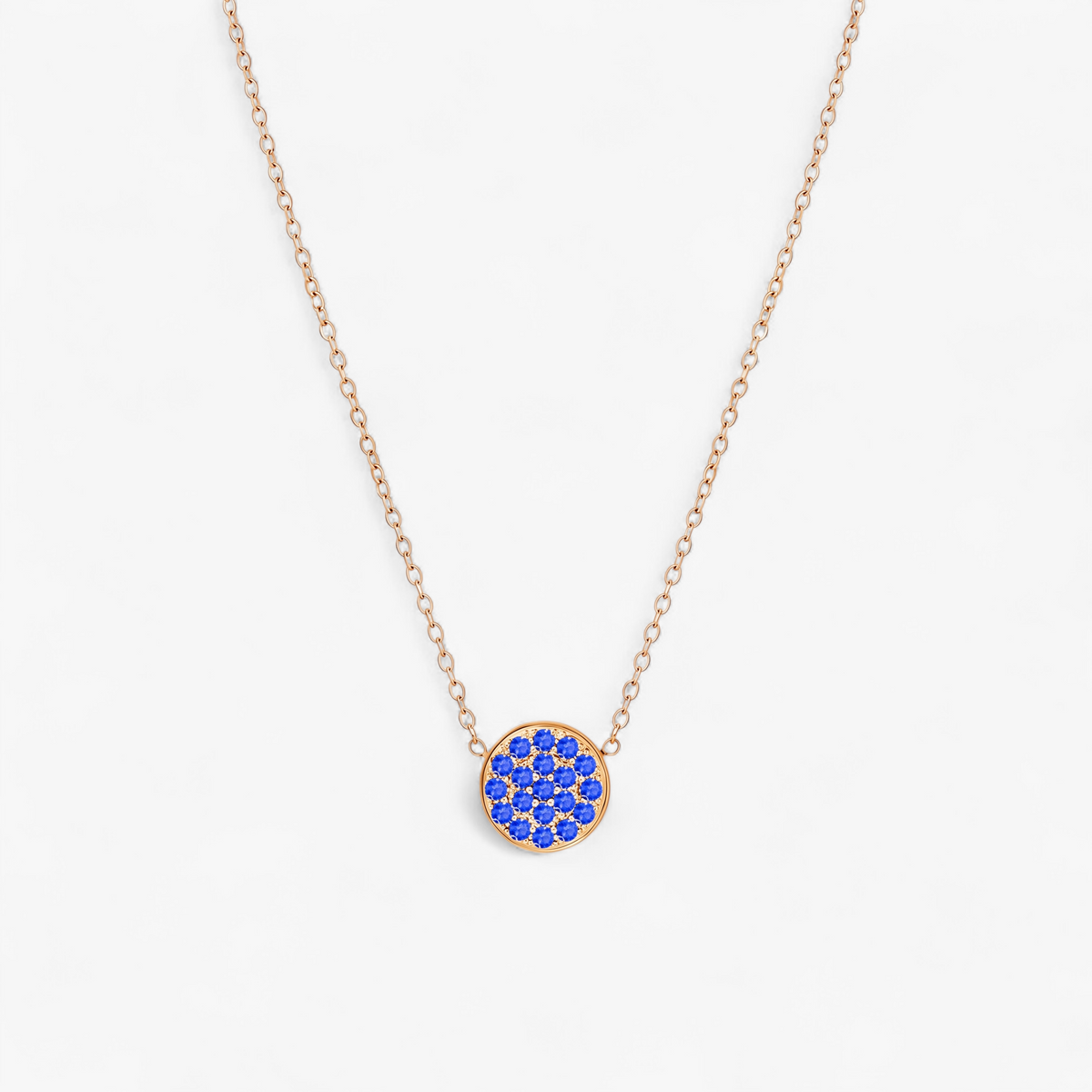 Gold Birthstone Pavé Disc Necklace - December