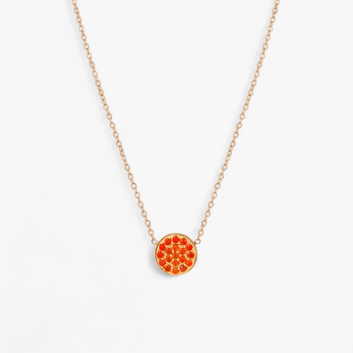 Gold Birthstone Pavé Disc Necklace - January