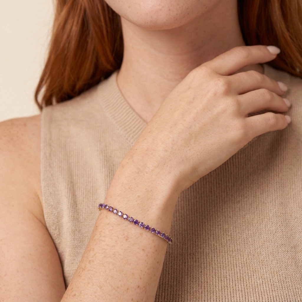 Gold Birthstone Tennis Bracelet - close-up