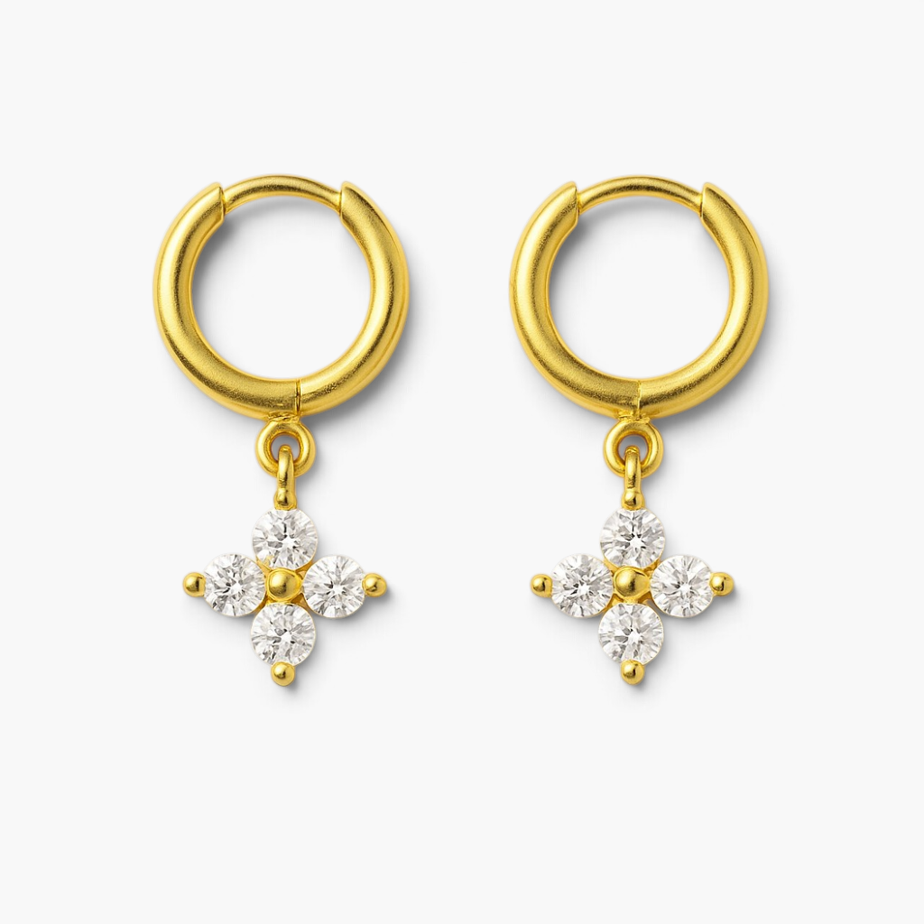 Crystal Clover Huggie Hoop Earrings