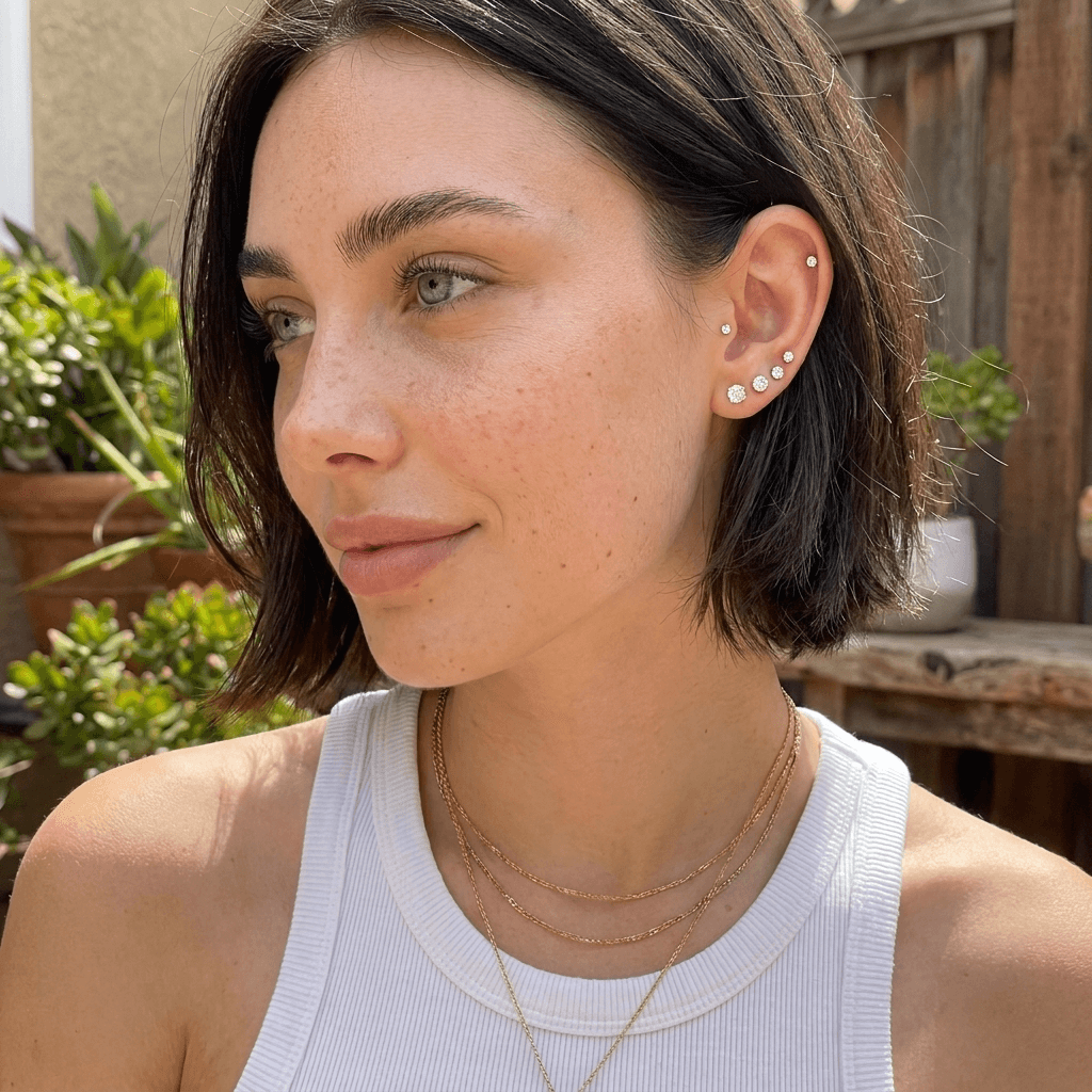 Sparkle Flat Back Stud Earrings Set