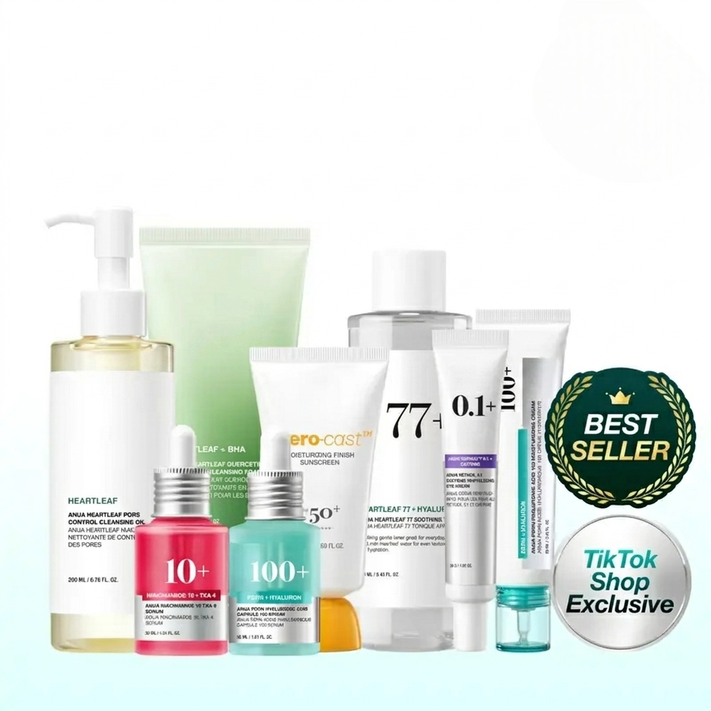 8-Step Korean Skincare Set for Glass Skin, Hydration & Brightening