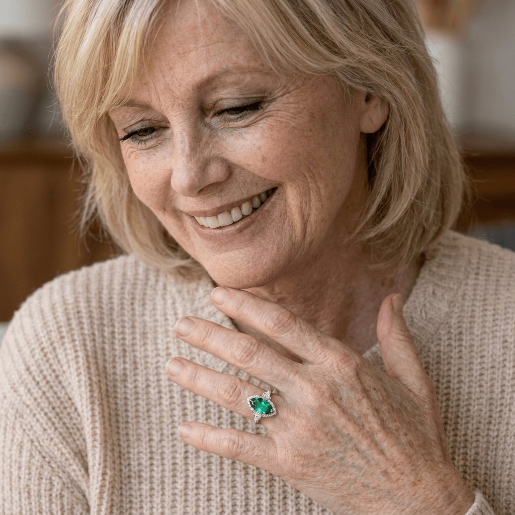 Vintage Teal Moissanite Ring