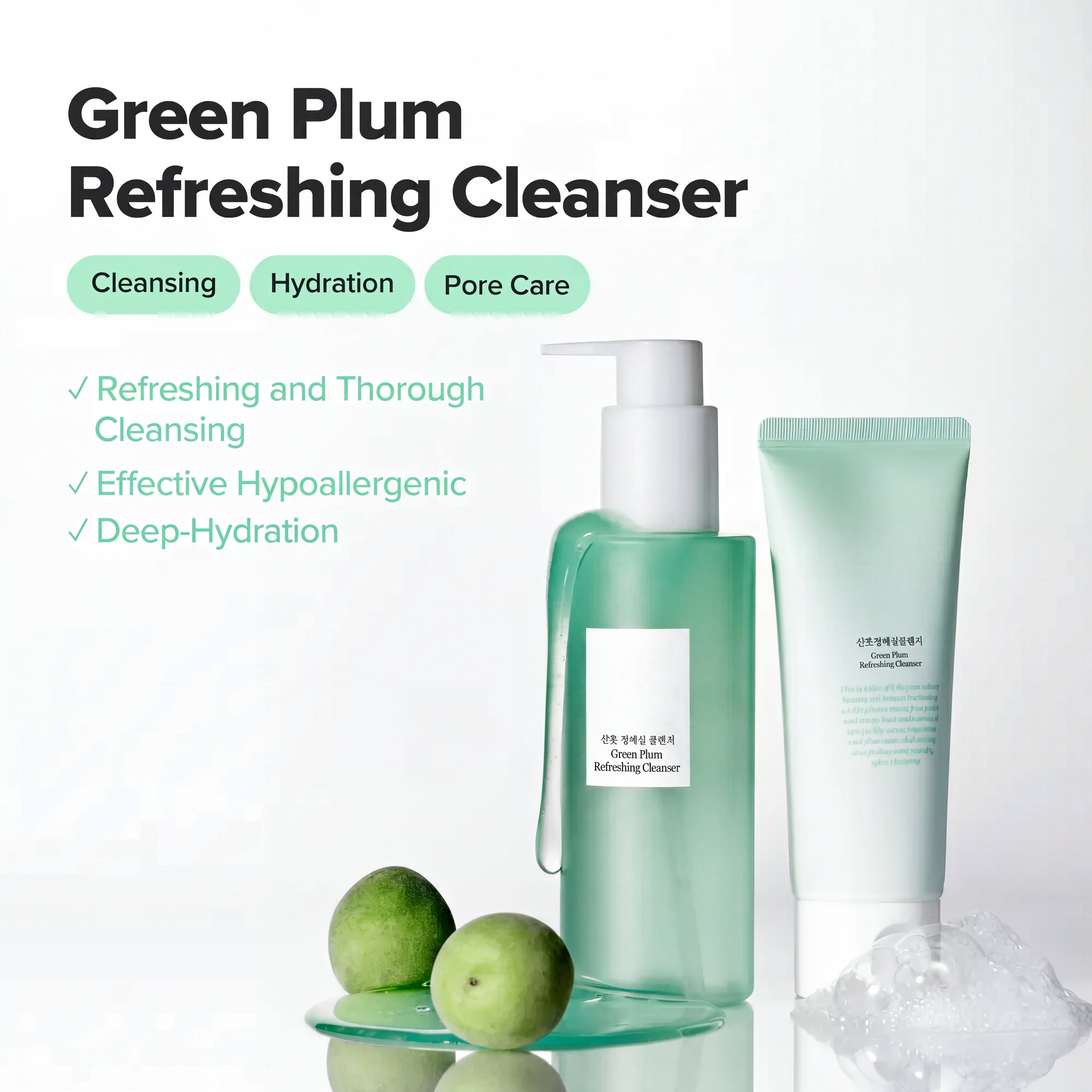 Green Plum Refreshing Cleanser Korean Gel Face Wash for Pores & Deep Cleansing