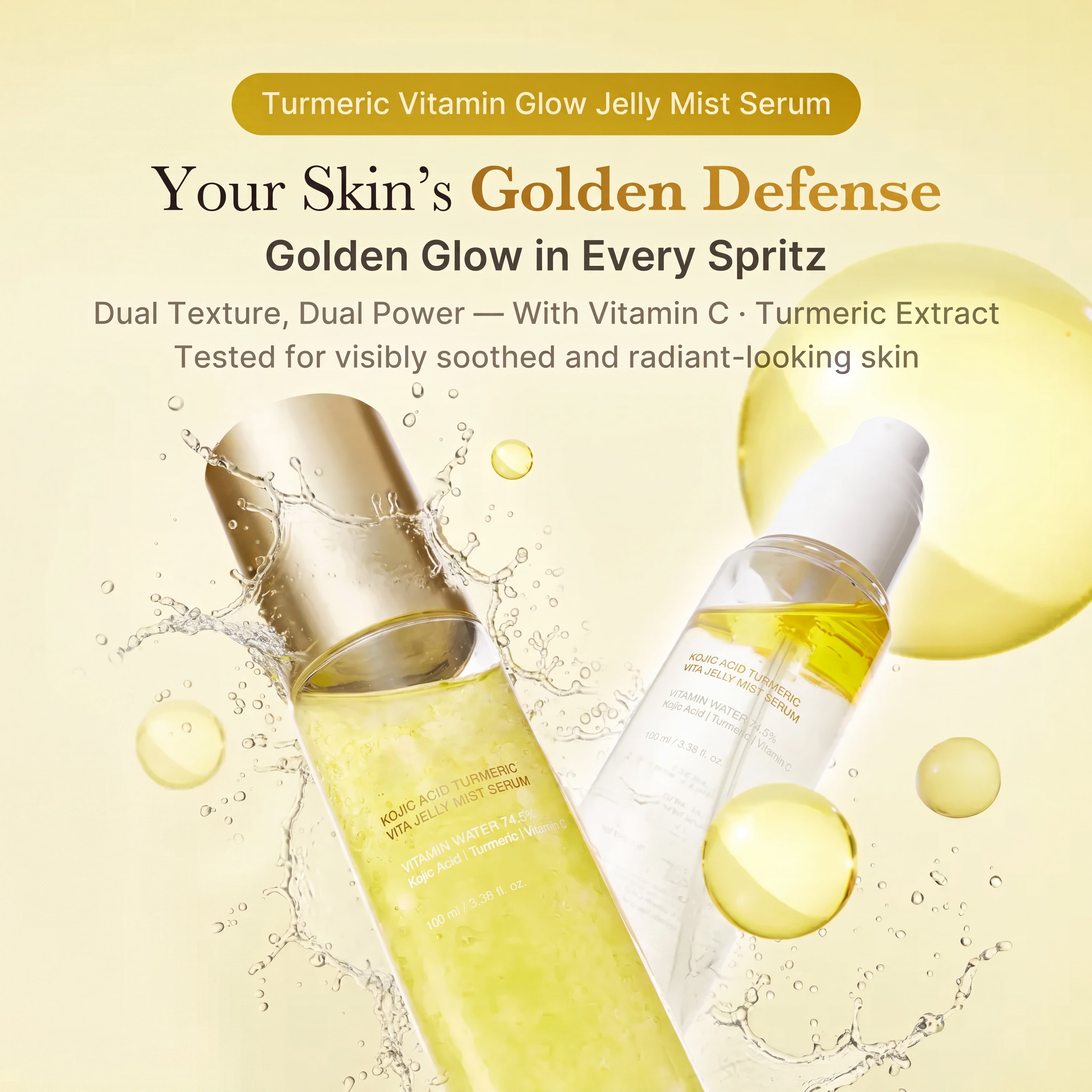 Pink & Gold PDRN Kojic Acid Jelly Mist Serum Duo for Hydration, Radiance & Brightening