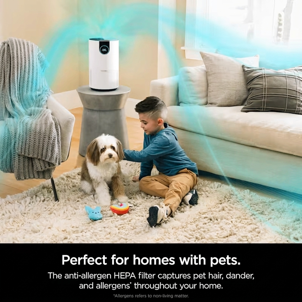 HEPA Air Purifier for Home 500 sq ft, Air Quality Display, Quiet, Dimmable