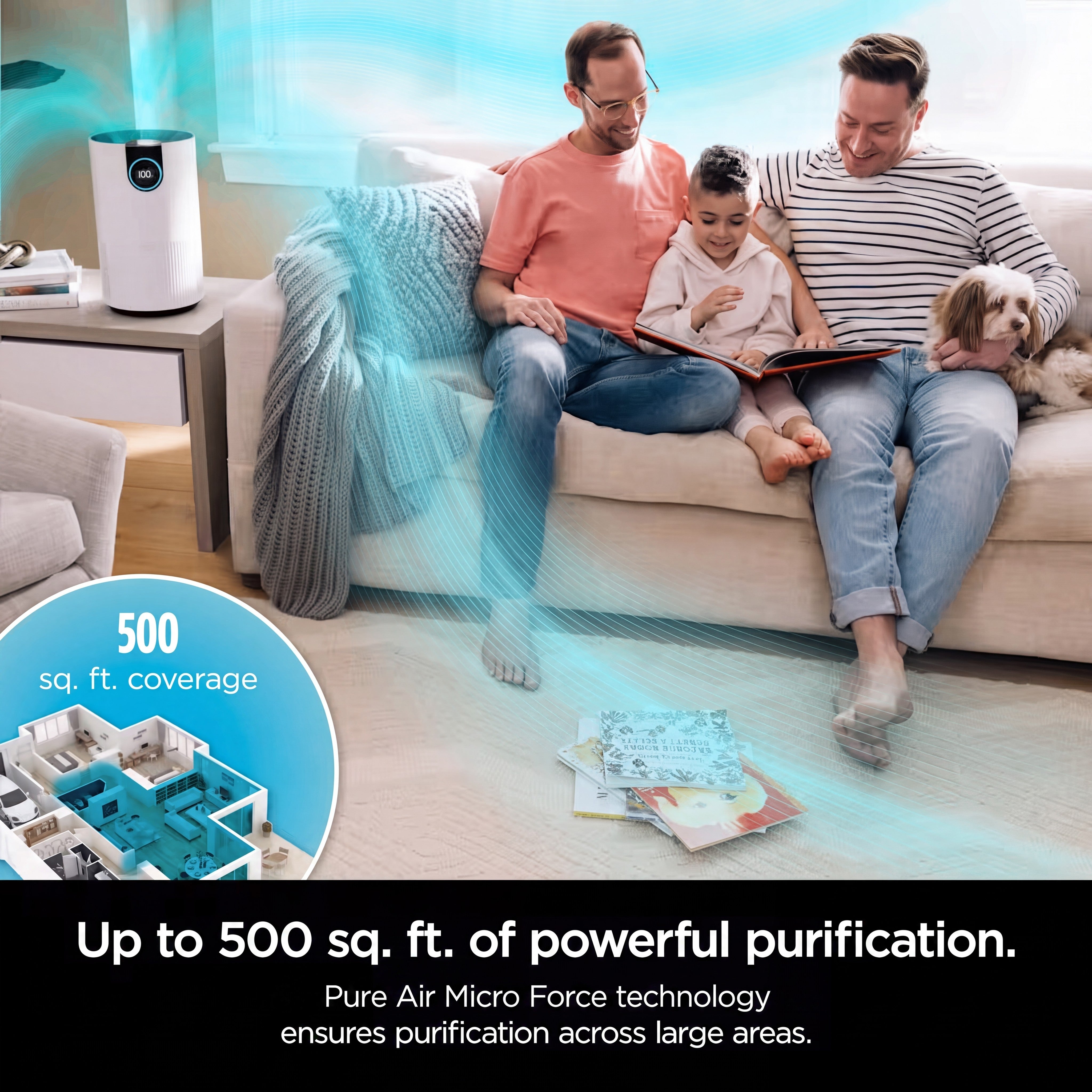 HEPA Air Purifier for Home 500 sq ft, Air Quality Display, Quiet, Dimmable