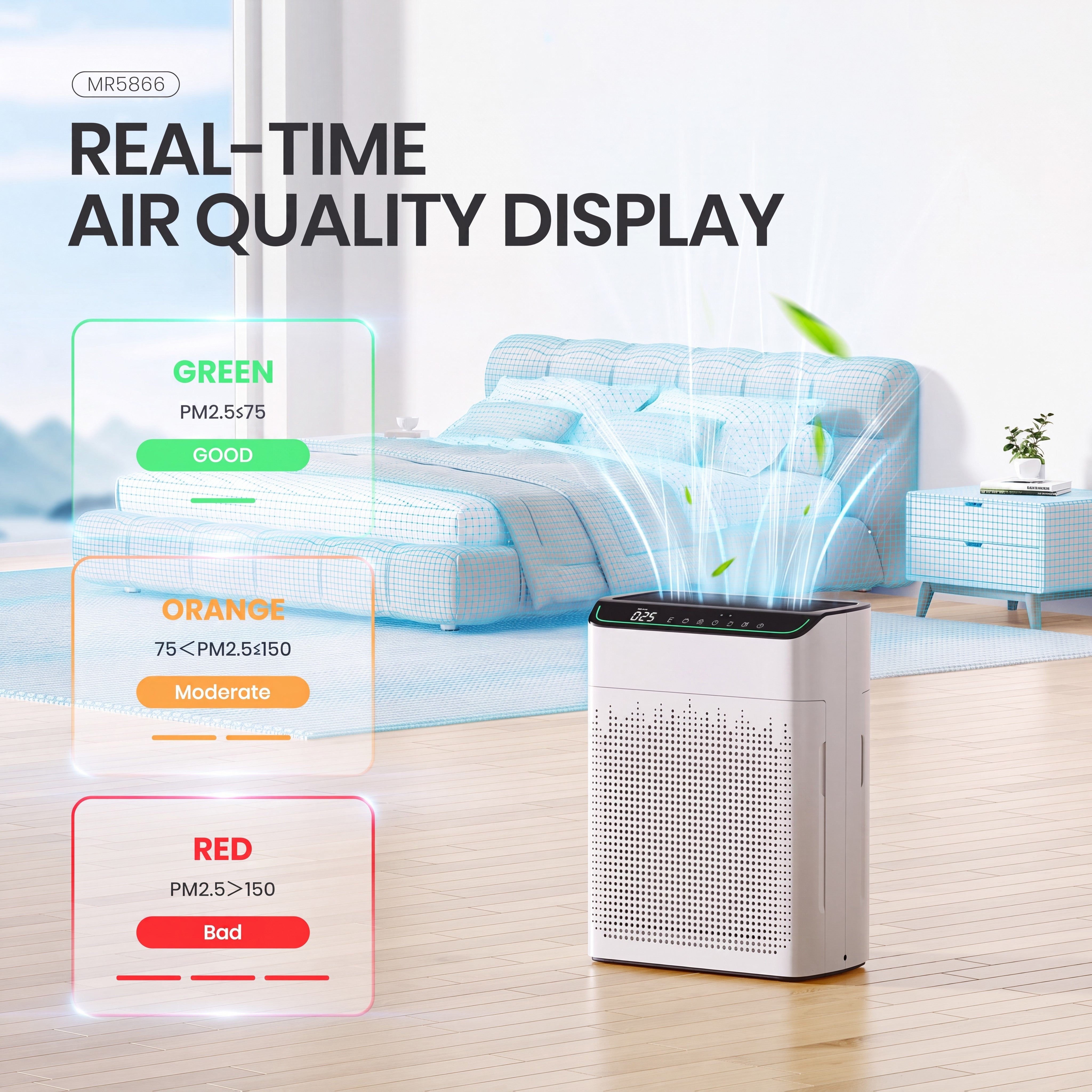 Smart Air Purifier for Home Large Room 1290 sq ft, WiFi, Timer, PM2.5