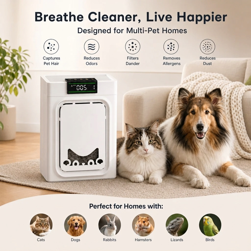 Air Purifier for Home with Pets, H13 HEPA, 2200 sq ft, 25dB, Auto Sensor