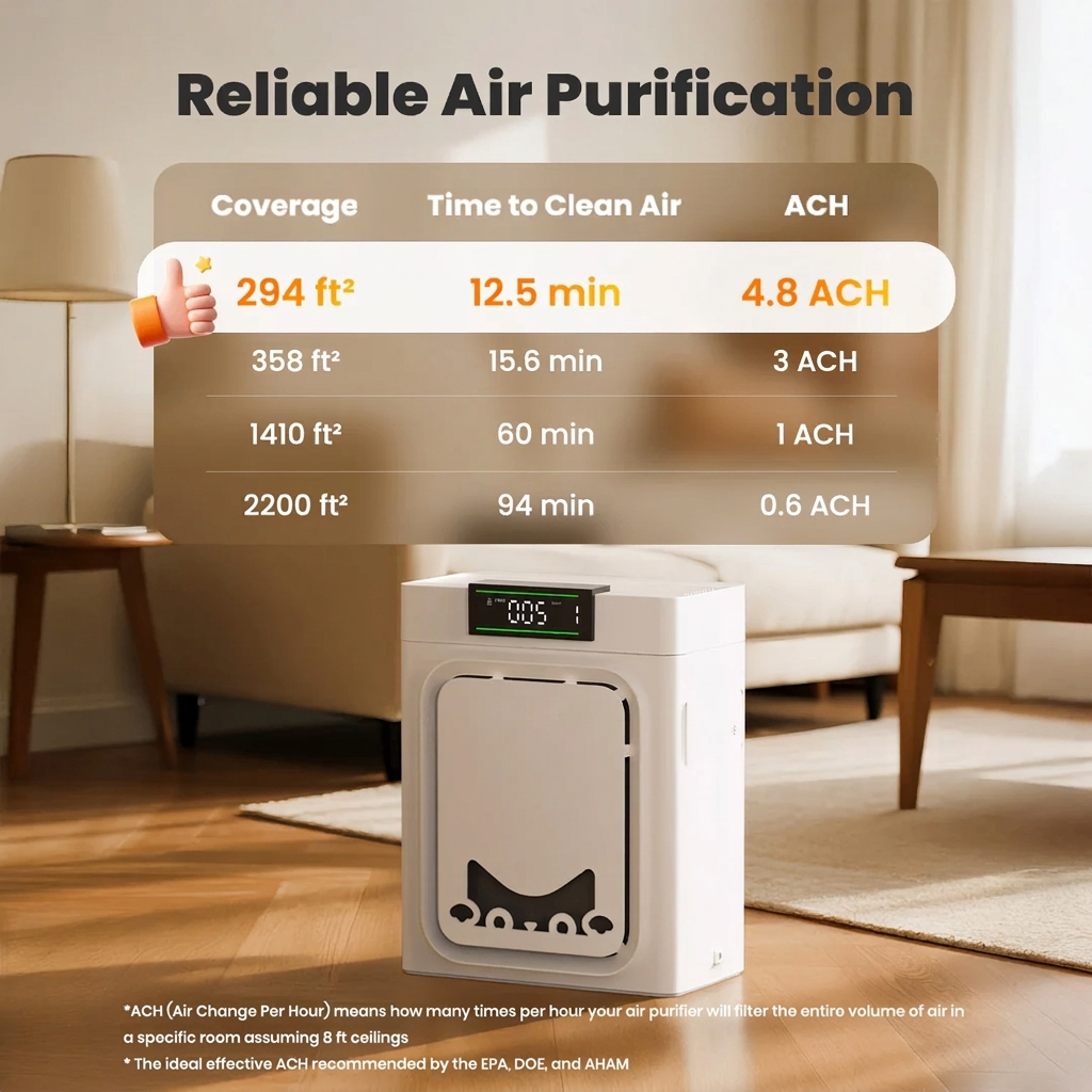 Air Purifier for Home with Pets, H13 HEPA, 2200 sq ft, 25dB, Auto Sensor