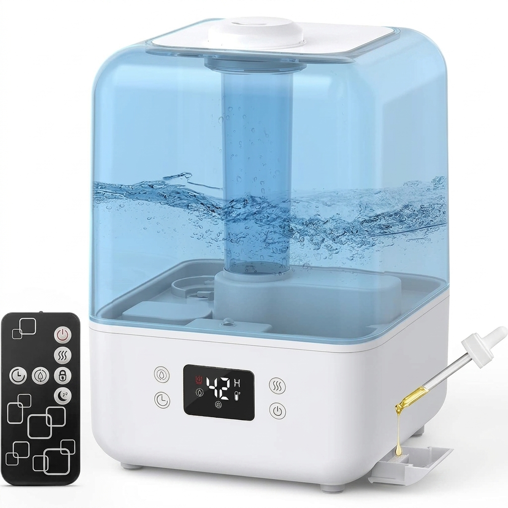Cool Mist Humidifier for Bedroom 4.5L, 50H Runtime, Timer, Night Light