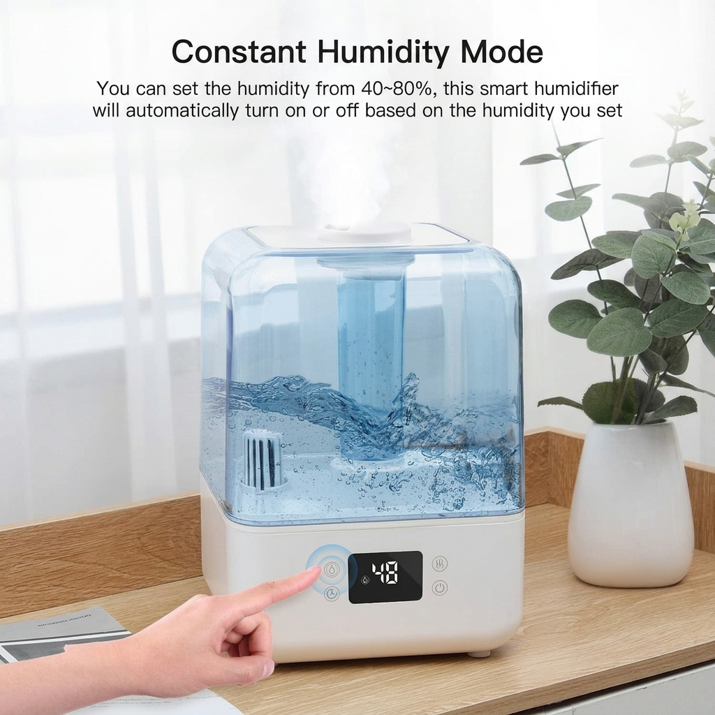 Cool Mist Humidifier for Bedroom 4.5L, 50H Runtime, Timer, Night Light