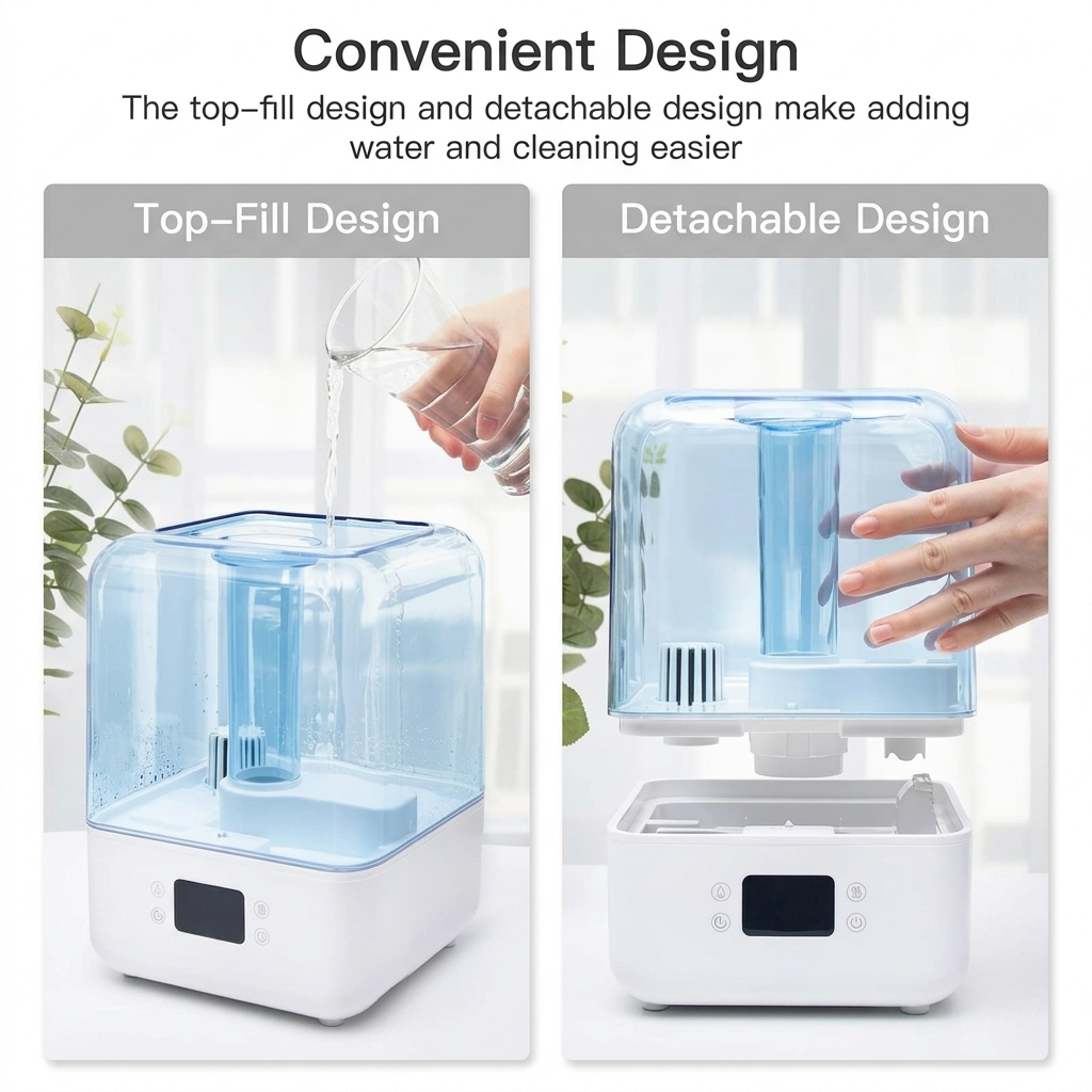 Cool Mist Humidifier for Bedroom 4.5L, 50H Runtime, Timer, Night Light