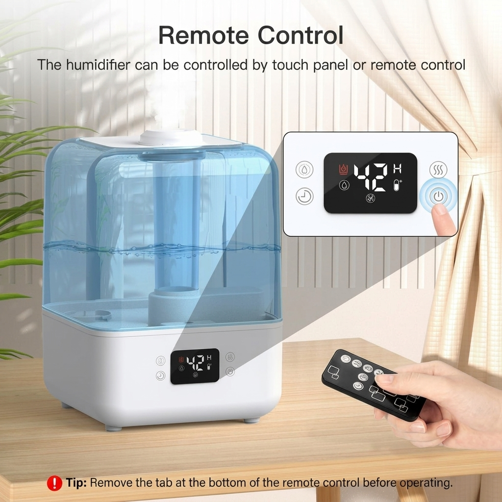 Cool Mist Humidifier for Bedroom 4.5L, 50H Runtime, Timer, Night Light