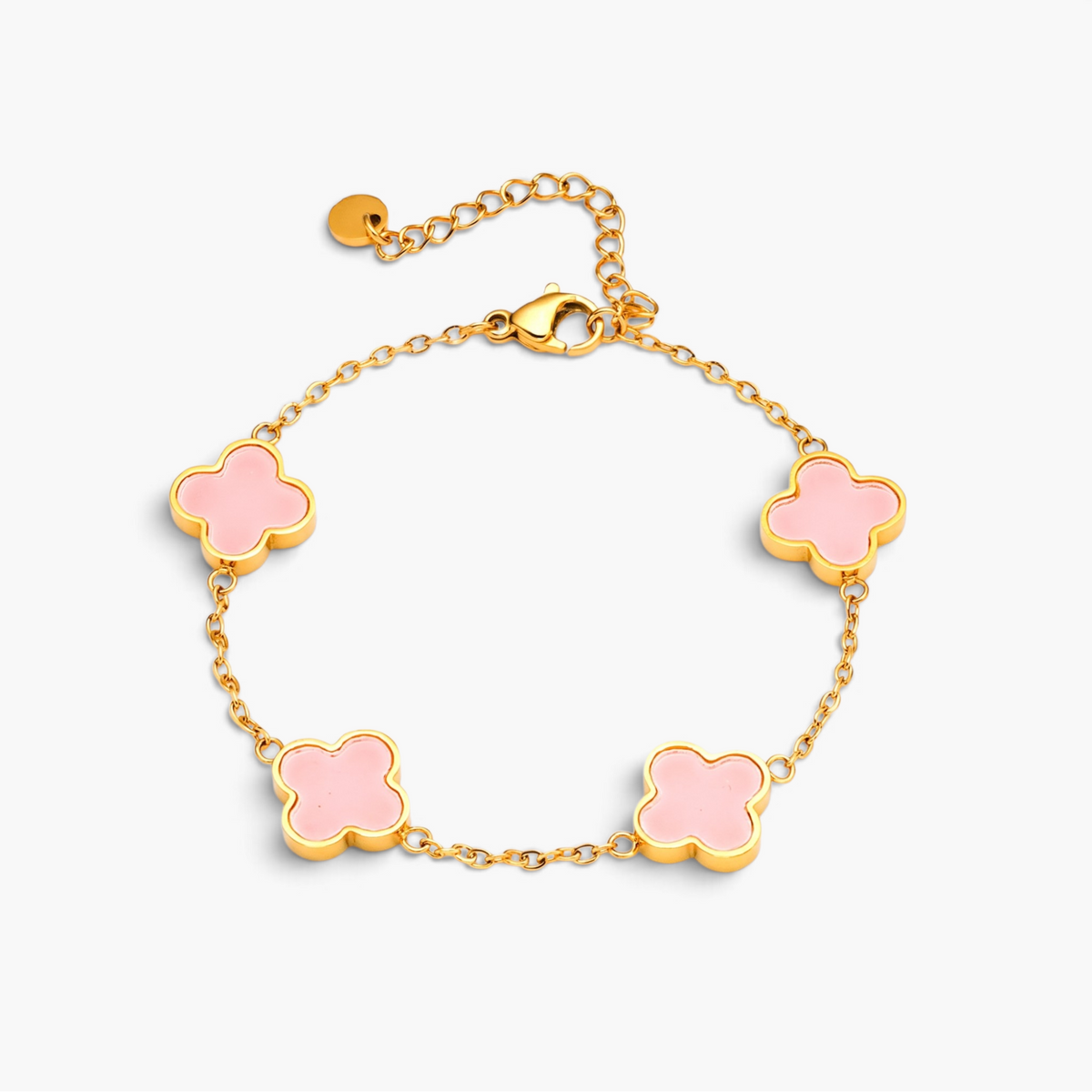 Pink Clover Gold Bracelet