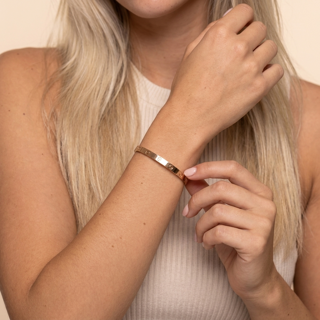Elise Slim Cuff Bracelet - Rose Gold - close-up