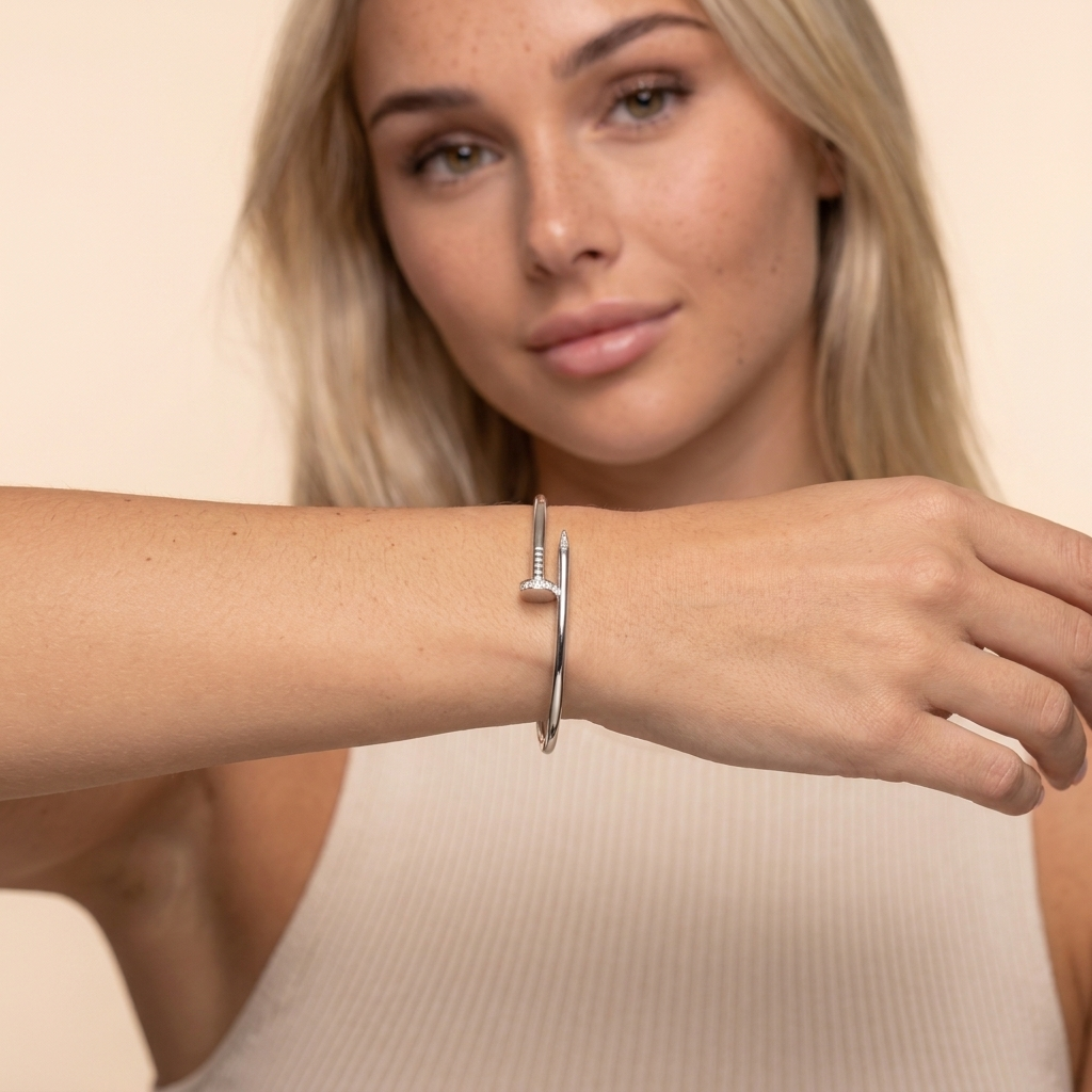 Ines Pavé Cuff Bracelet - Silver - close-up