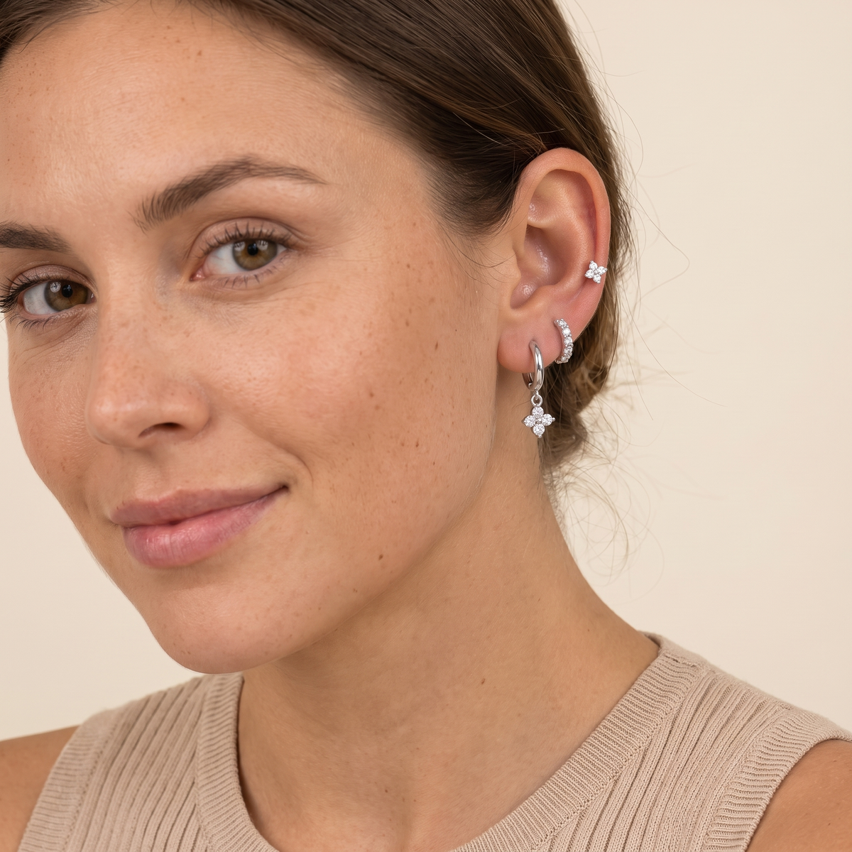 Juliette Mini Hoop Earring Set - worn