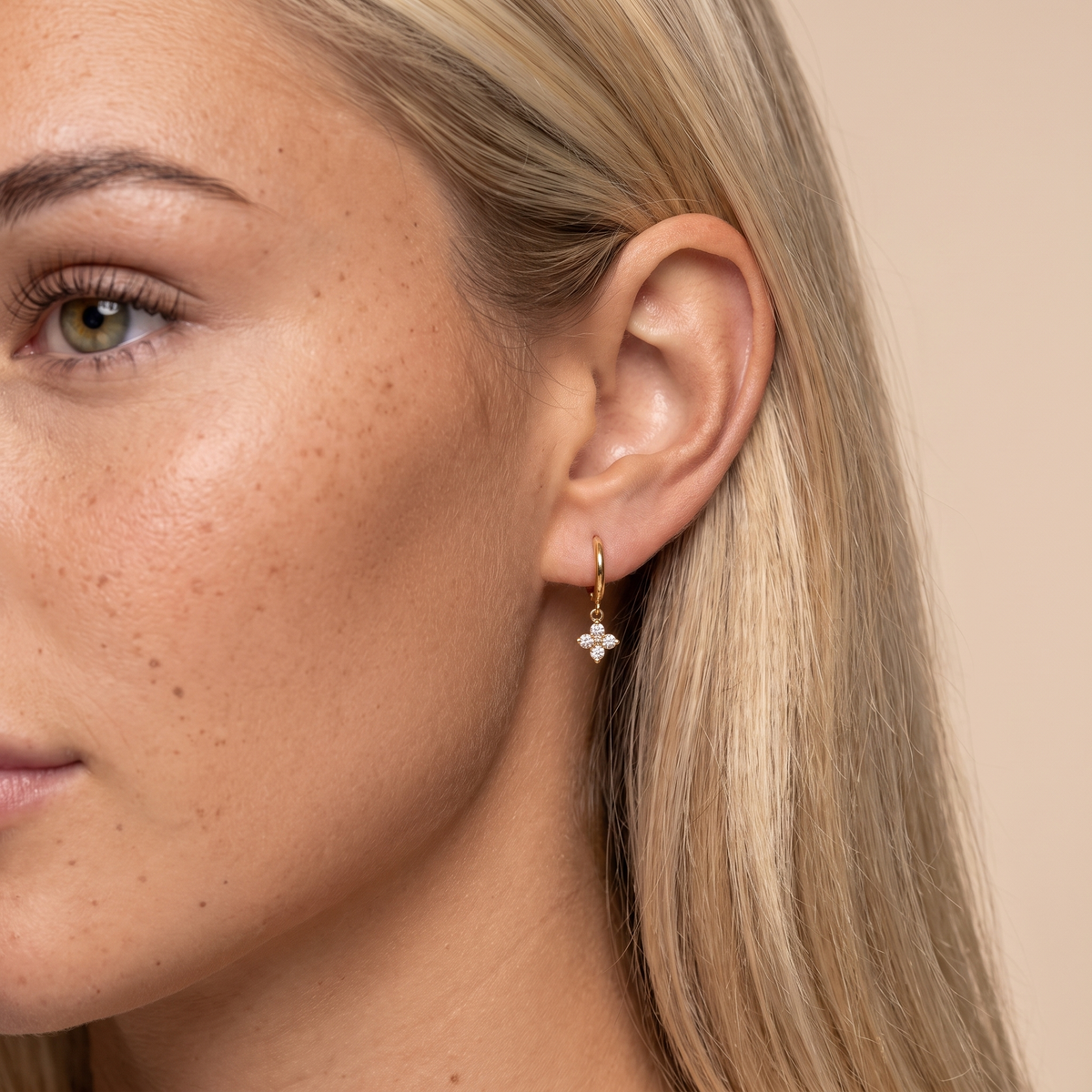 Mia Clover Mini Hoop Earrings - worn