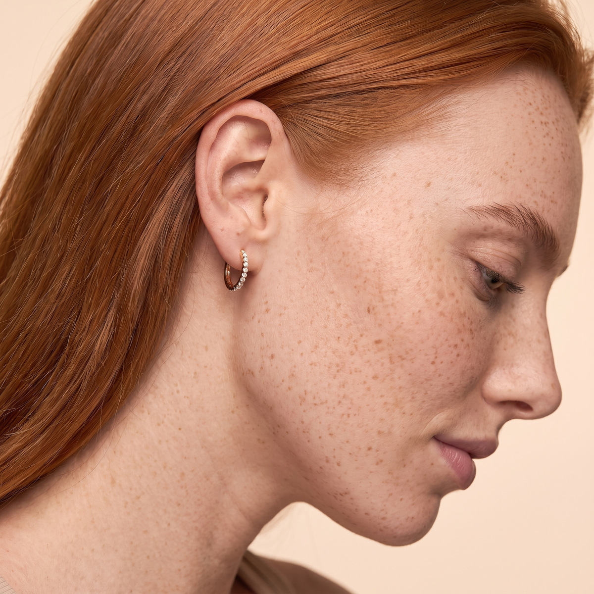 Cubic Zirconia Mini Hoop Earrings - close-up