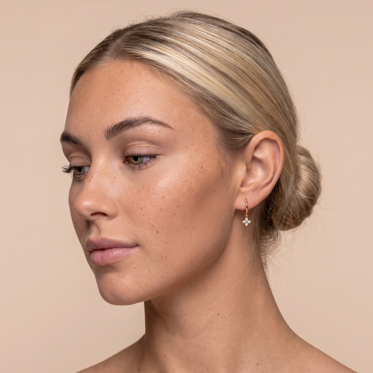 Mia Clover Mini Hoop Earrings - close-up