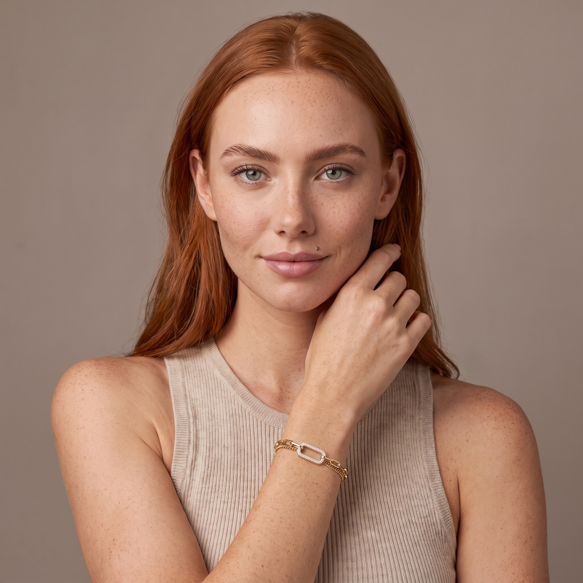 Gold Paperclip Chain Bracelet - Gold - worn