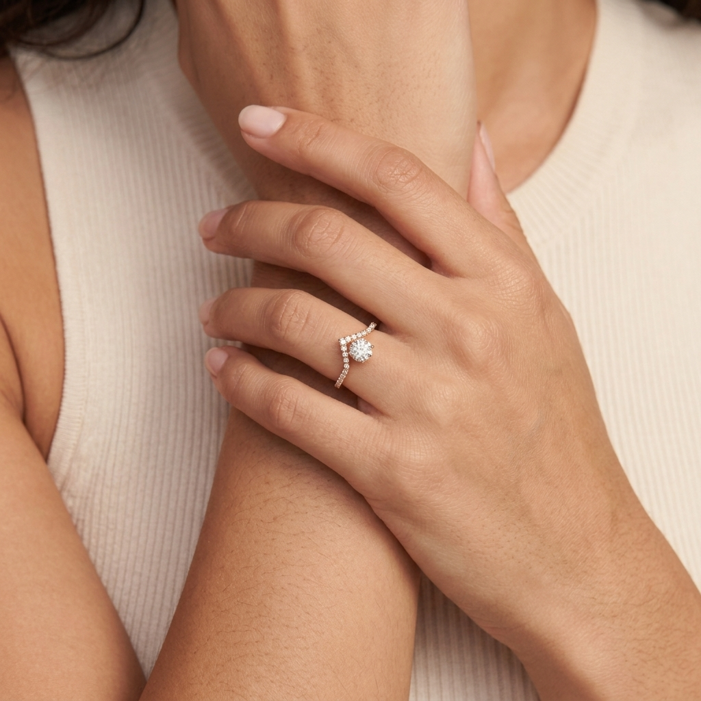 Princess Cut Cubic Zirconia Ring - Gold - close-up