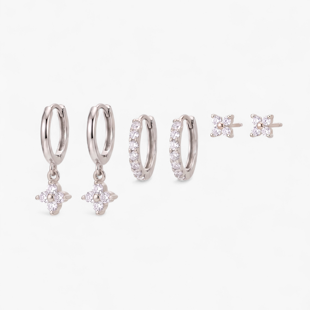 Juliette Mini Hoop Earring Set - Silver