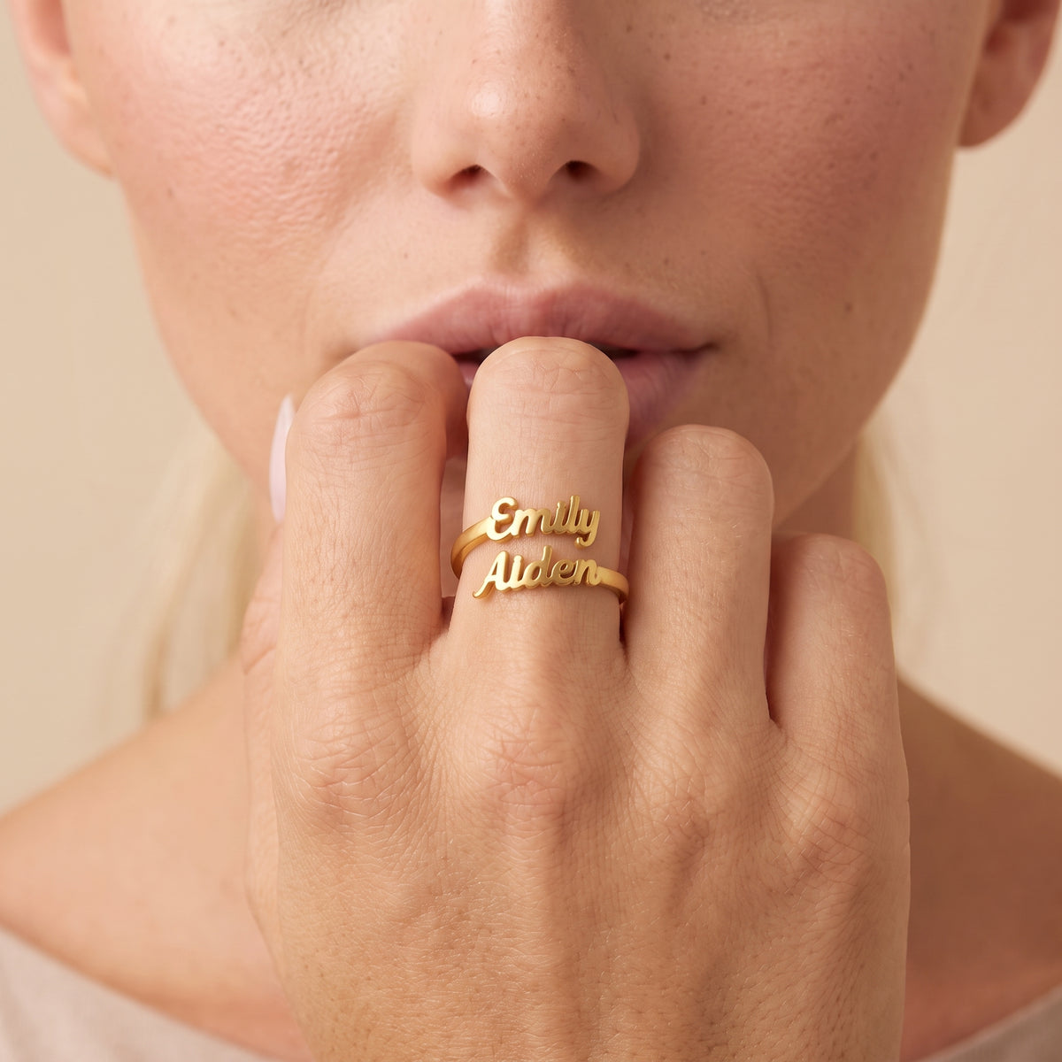 Adjustable Personalized Two Name Ring