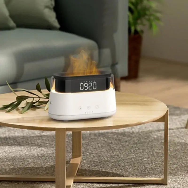 Flame Essential Oil Diffuser & Alarm Clock, 180ml, Night Light, Timer