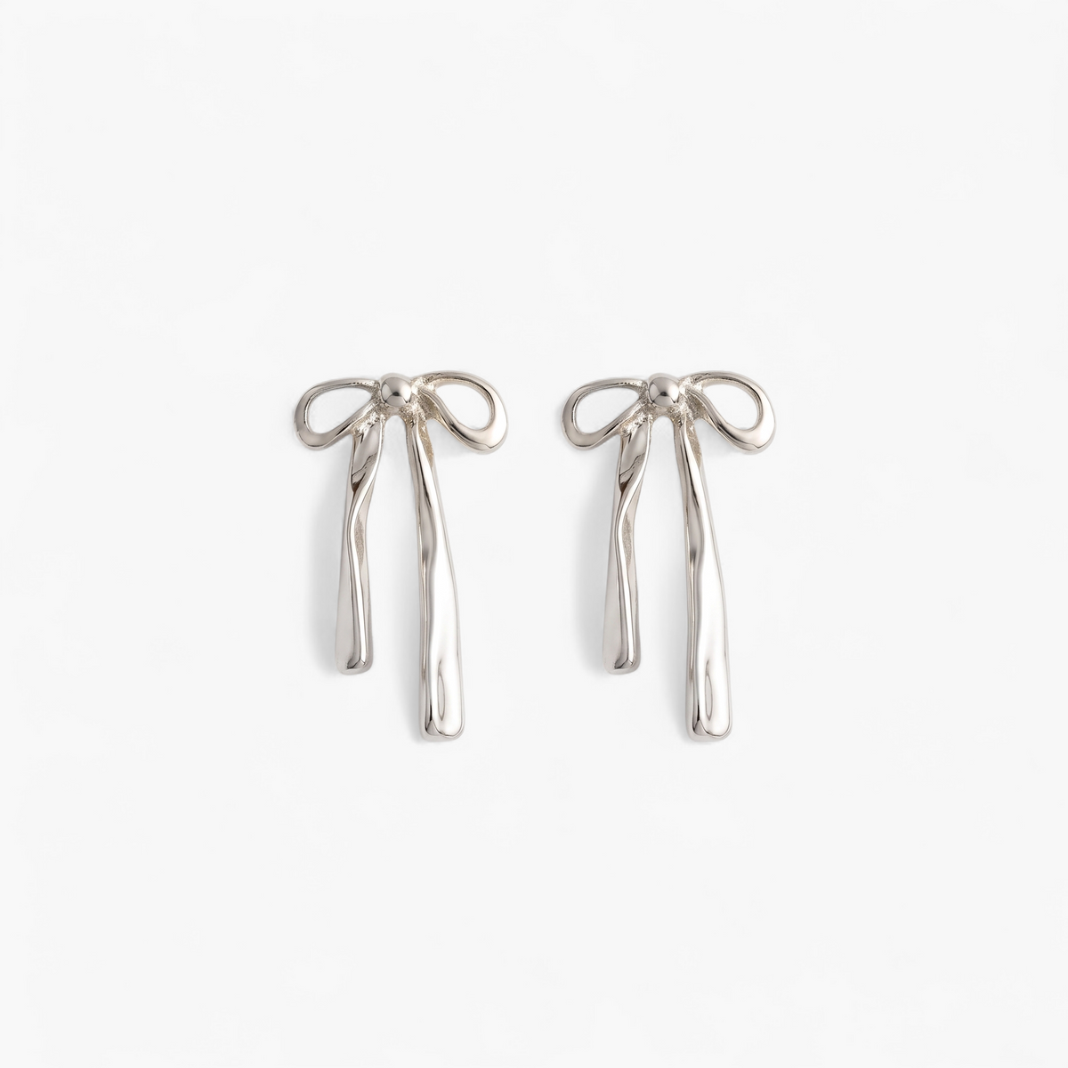 Minimalist Bow Stud Earrings - Silver