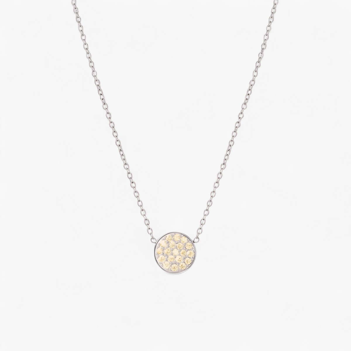 Silver Birthstone Pavé Disc Necklace - November