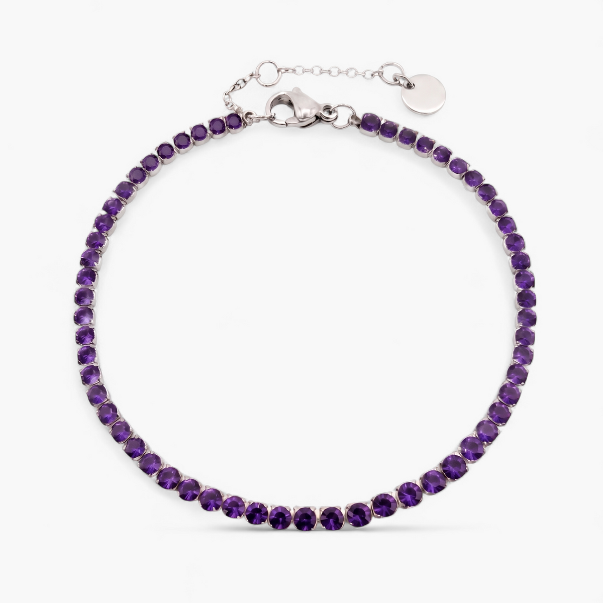 Silver Birthstone Tennis Bracelet - February