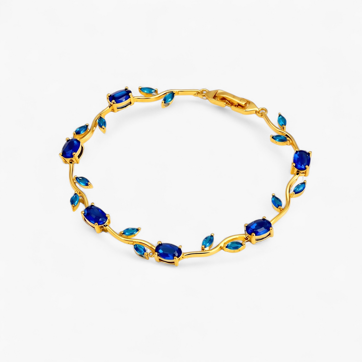 Tulip Cubic Zirconia Charm Bracelet - Blue