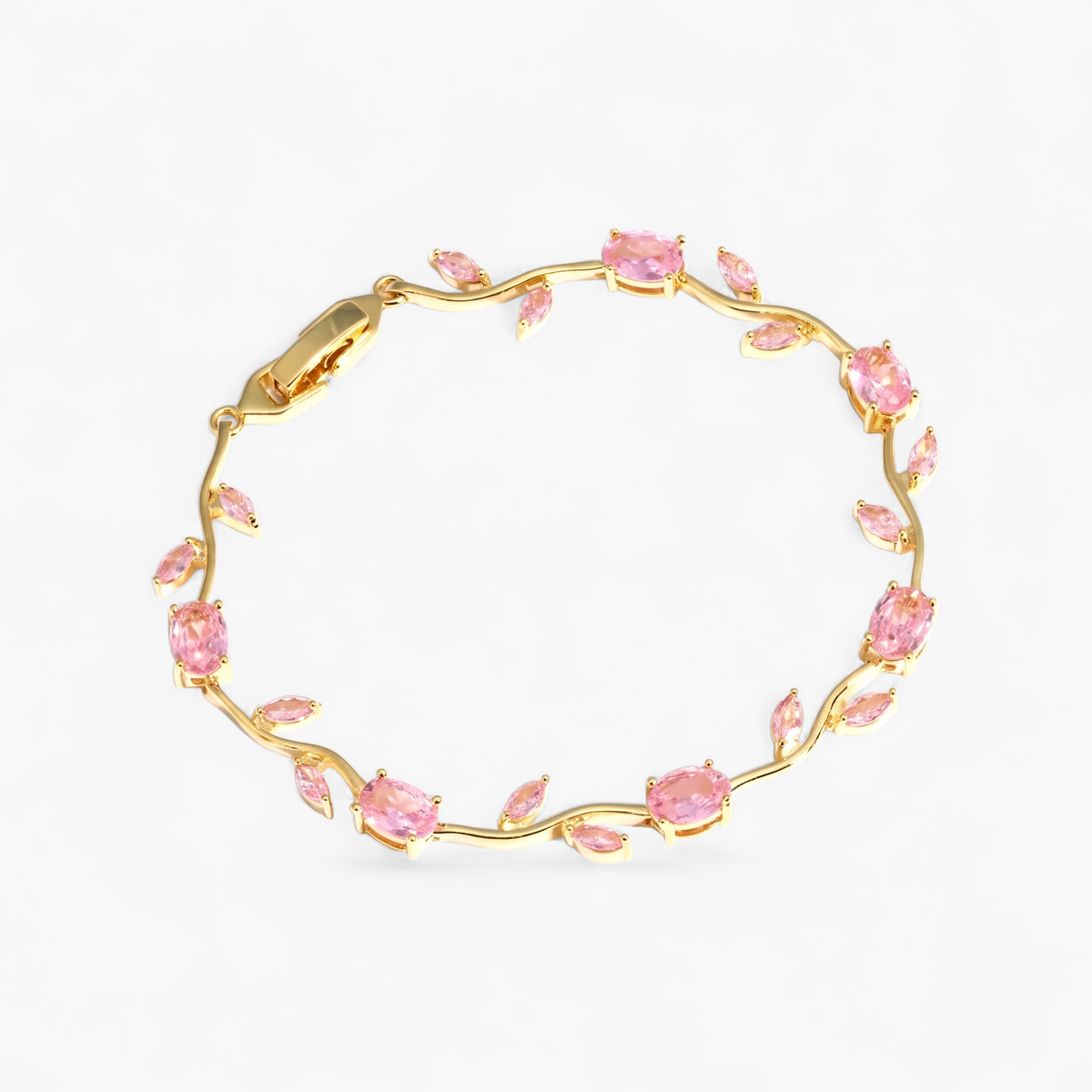 Tulip Cubic Zirconia Charm Bracelet - Pink