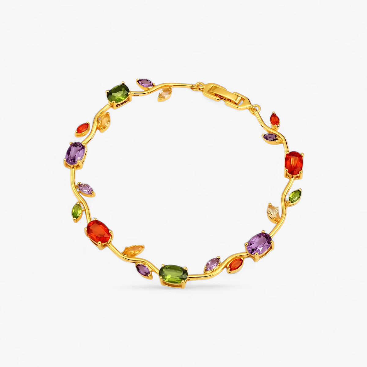Tulip Cubic Zirconia Charm Bracelet - Red Multicolour