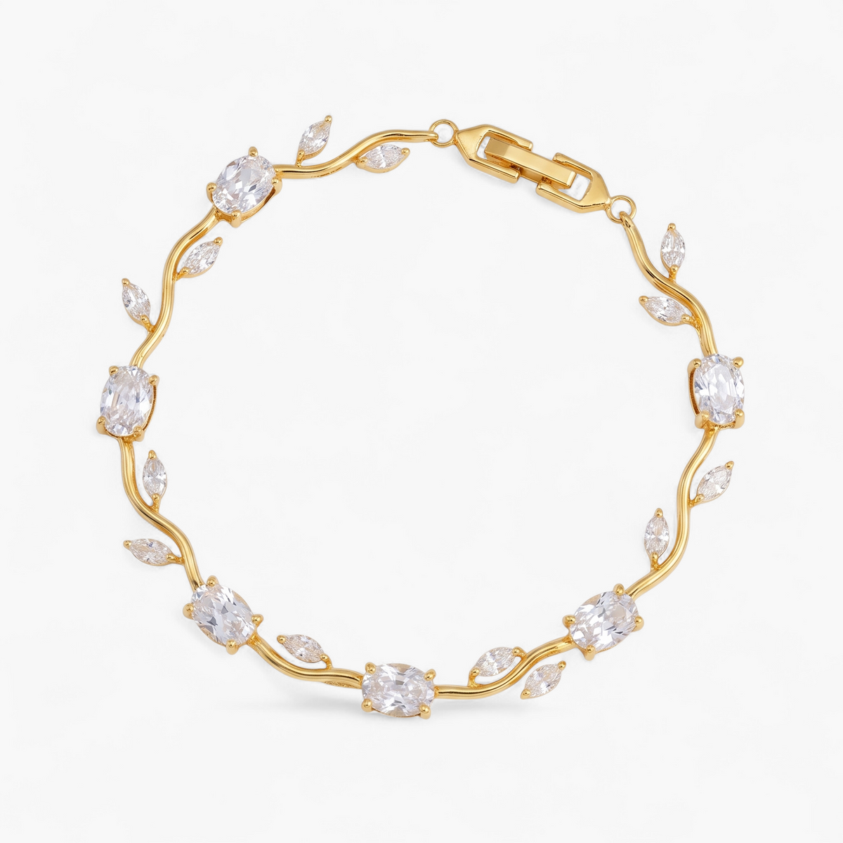 Tulip Cubic Zirconia Charm Bracelet - White